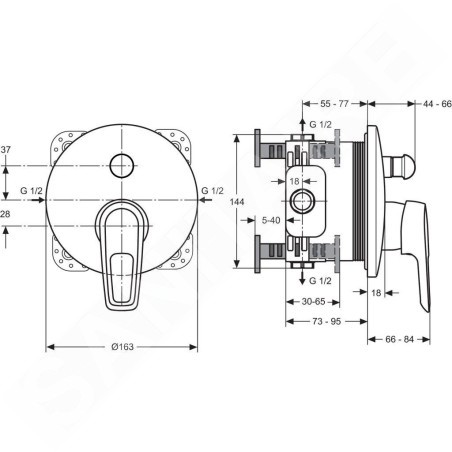 Ideal Standard CeraMix Blue - Mitigeur de baignoire à levier pour installation encastrée, 2 sorties, chrome A5664AA