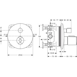 Ideal Standard CeraTherm - Mitigeur de douche thermostatique encastré, chrome A4659AA