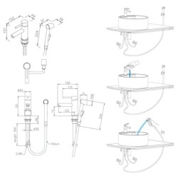 Sapho Rhapsody - Mitigeur de lavabo avec douchette de bidet, chrome 1209-09