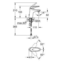 Grohe Eurostyle - Mitigeur de lavabo à levier S, chrome 23713003