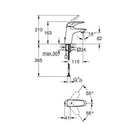 Grohe Eurostyle - Mitigeur de lavabo à levier S, chrome 23713003