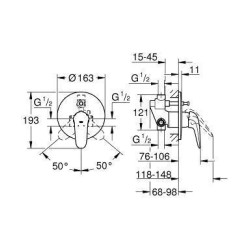 Grohe Eurostyle - Mitigeur de baignoire encastré avec le corps, chrome 23730003