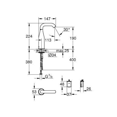 Grohe Essence E - Mitigeur électronique infrarouge sans mélange, chrome 36446000