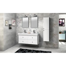 CLASSIC Double lavabo en céramique 125x54cm, blanc ExtraGlaze