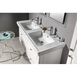 CLASSIC Double lavabo en céramique 125x54cm, blanc ExtraGlaze