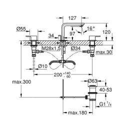 Grohe Lineare - Mitigeur de lavabo M à 3 trous, chrome 20304001