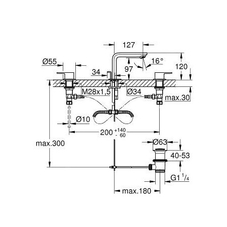 Grohe Lineare - Mitigeur de lavabo M à 3 trous, chrome 20304001