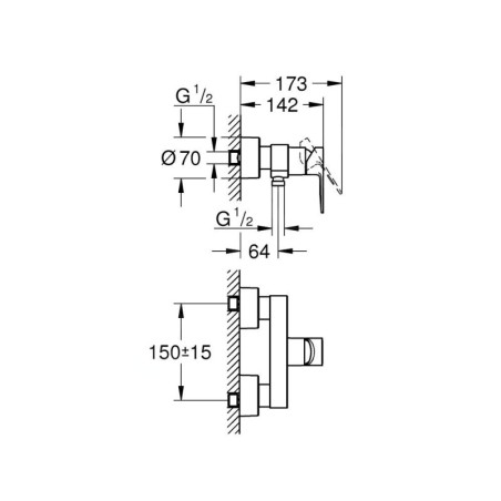 Grohe Lineare - Mitigeur de douche, supersteel 33865DC1