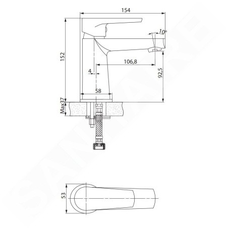 Cersanit Moduo - Mitigeur de lavabo, noir S951-584