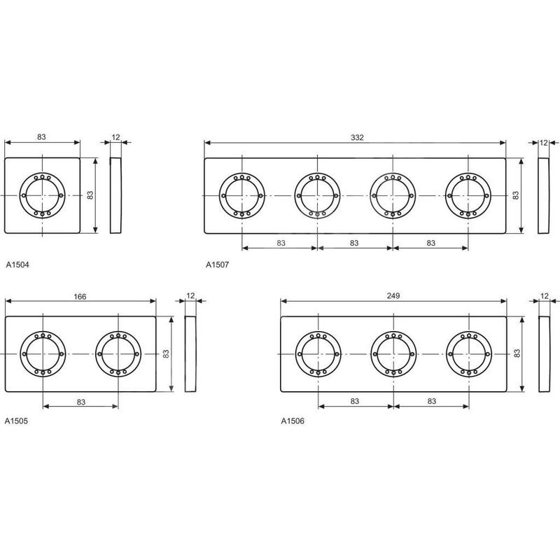 Ideal Standard Archimodule - Rosette de revêtement à 4 trous 100 x 349 mm, chrome A963735AA