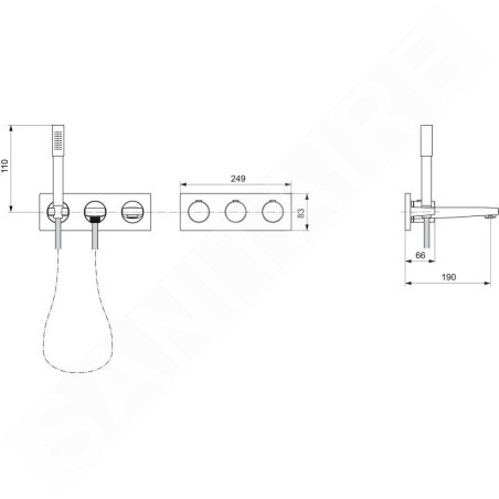 Ideal Standard Archimodule - Set de douche avec thermostat de baignoire encastré, chrome A1559AA