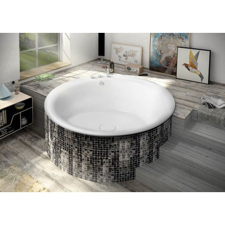 OBLO Bain rond avec support. Structure 165x48cm, Blanc