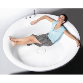 OBLO Bain rond avec support. Structure 165x48cm, Blanc