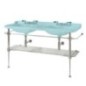 Construction WALDORF pour lavabo double 150cm avec étagère en verre, chrome
