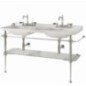 Construction WALDORF pour lavabo double 150cm avec étagère en verre, chrome