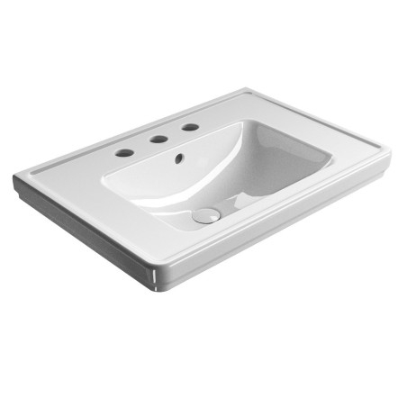 CLASSIC lavabo en céramique 75x50cm, 3 trous de robinet, blanc ExtraGlaze