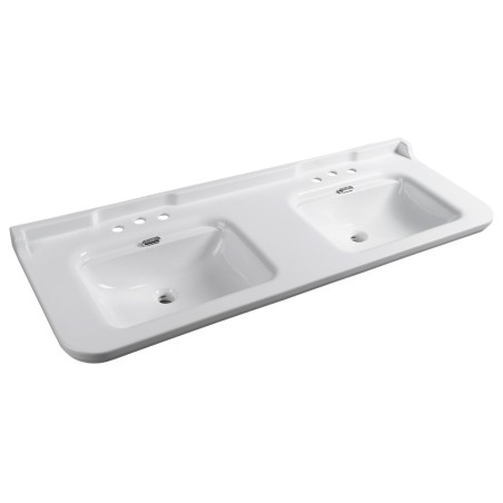 WALDORF Double céramique lavabo 150x55cm, 6 trous, blanc