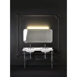 WALDORF Double céramique lavabo 150x55cm, 6 trous, blanc