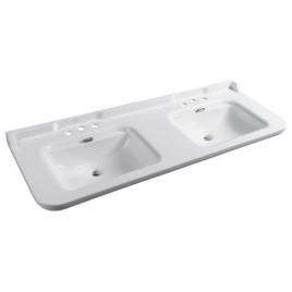 WALDORF Double céramique lavabo 150x55cm, 6 trous, blanc
