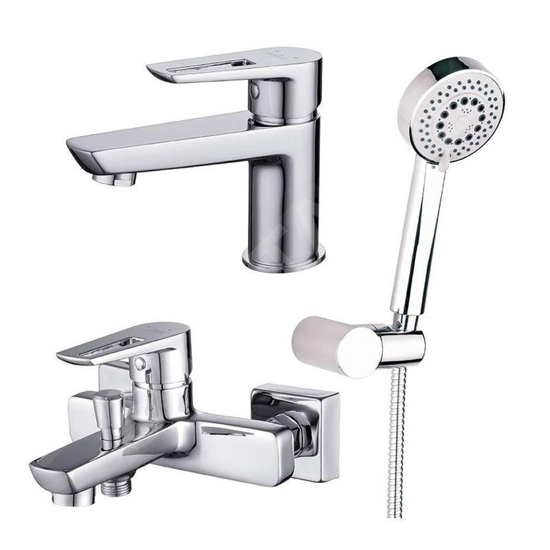 Cersanit Mille - Set de mitigeur de lavabo et de baignoire avec accessoires, chrome S952-003