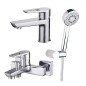 Cersanit Mille - Set de mitigeur de lavabo et de baignoire avec accessoires, chrome S952-003