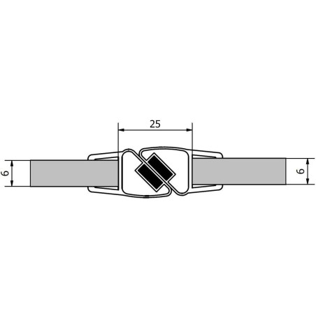 Scellement magnétique (2 pcs) longueur 2000mm pour verre 6mm
