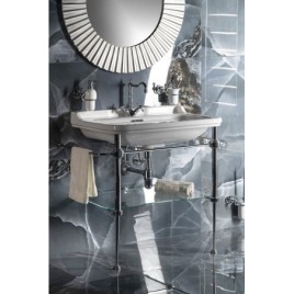 Construction WALDORF pour lavabo 80cm avec étagère en verre, chrome