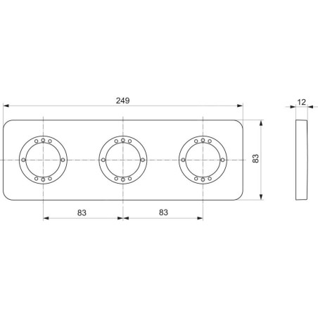 Ideal Standard Archimodule - Rosette de revêtement à 3 trous SOFT 83 x 249 mm, chrome A1542AA