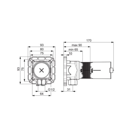 Hansa Matrix - Corps d'encastrement DN15 44040100