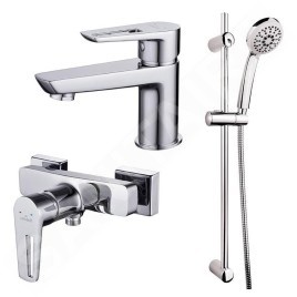 Cersanit Mille - Set de mitigeur de lavabo et de baignoire avec accessoires, chrome S952-004