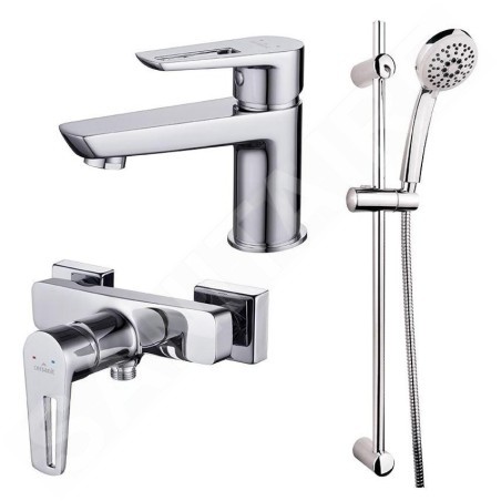 Cersanit Mille - Set de mitigeur de lavabo et de baignoire avec accessoires, chrome S952-004