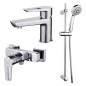 Cersanit Mille - Set de mitigeur de lavabo et de baignoire avec accessoires, chrome S952-004