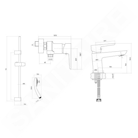 Cersanit Mille - Set de mitigeur de lavabo et de baignoire avec accessoires, chrome S952-004
