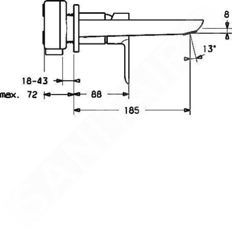 Hansa Ligna - Mitigeur de lavabo encastré, installation 2 trous, chrome 06402103
