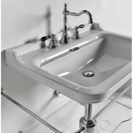 Construction WALDORF pour lavabo 100cm avec étagère en verre, chrome