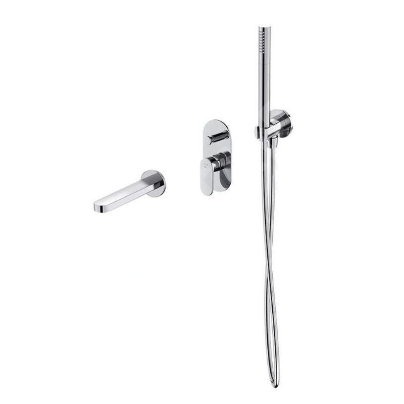 Cersanit Crea - Mitigeur de baignoire encastré, installation à trous, avec corps, avec accessoires, chrome S952-035