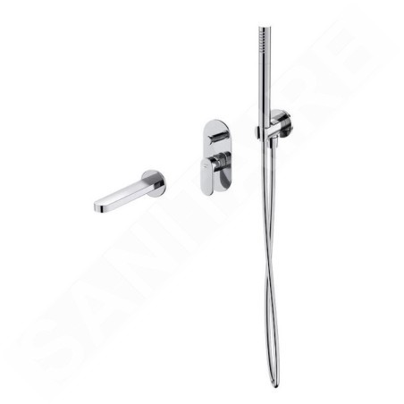 Cersanit Crea - Mitigeur de baignoire encastré, installation à trous, avec corps, avec accessoires, chrome S952-035