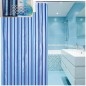 Rideaux de douche 180x180cm, vinyle, bleu, rayures