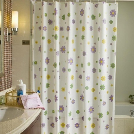 Rideau de douche 180x200cm, vinyle, fleurs