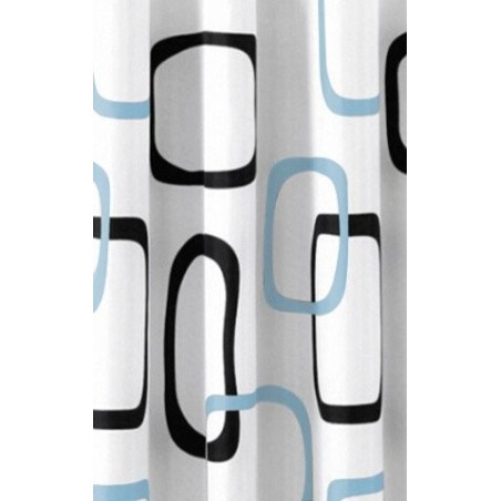Rideau de douche 180x200cm, PE, blanc/noir/beige
