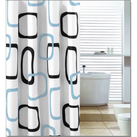 Rideau de douche 180x200cm, PE, blanc/noir/beige