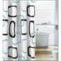 Rideau de douche 180x200cm, PE, blanc/noir/beige