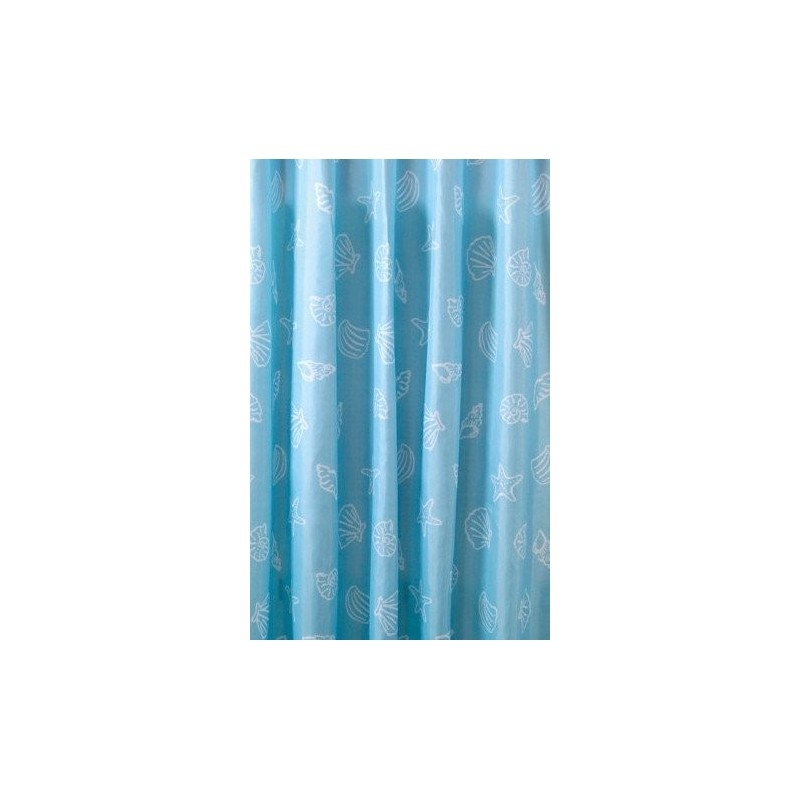 Rideau de douche 180x200cm, PE, bleu, coquilles