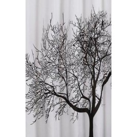 Rideau de douche 180x200cm, PE, noir/blanc, arbre