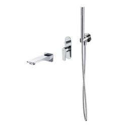 Cersanit Moduo - Mitigeur de baignoire encastré, montage 3 trous, avec corps, avec accessoires, chrome S952-040