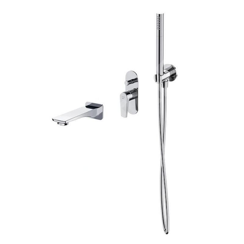 Cersanit Moduo - Mitigeur de baignoire encastré, montage 3 trous, avec corps, avec accessoires, chrome S952-040