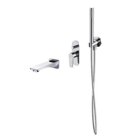 Cersanit Moduo - Mitigeur de baignoire encastré, montage 3 trous, avec corps, avec accessoires, chrome S952-040