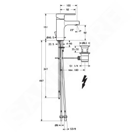 Hansa Ronda - Mitigeur de lavabo avec vidage, pour chauffe-eau instantané, chrome 03131173