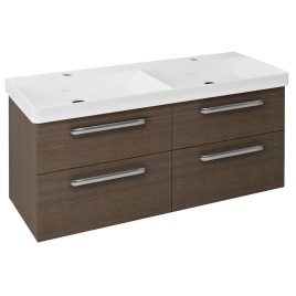THEIA Unité de Vanité Double Bassin 116x50x44,2cm, 4 Drawer, Pine Rustic