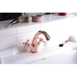ANTEA Tall Washbasin Robinet de mélange avec les déchets Pop Up, or rose